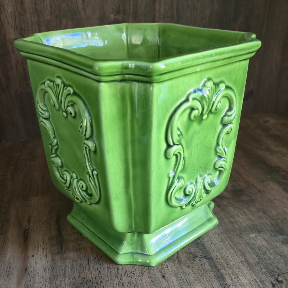 Vintage Italian Green Vase Or Planter Bassano ceramic - Picture 3 of 14